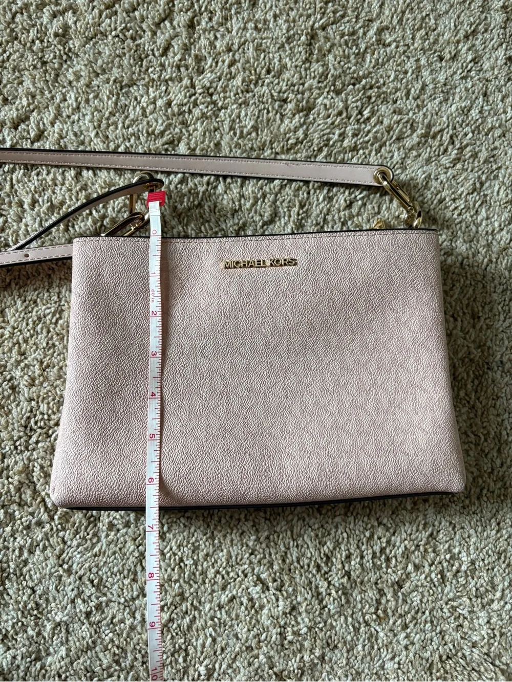 Michael Kors Light Pink Leather Crossbody Bag with Gold Hardware